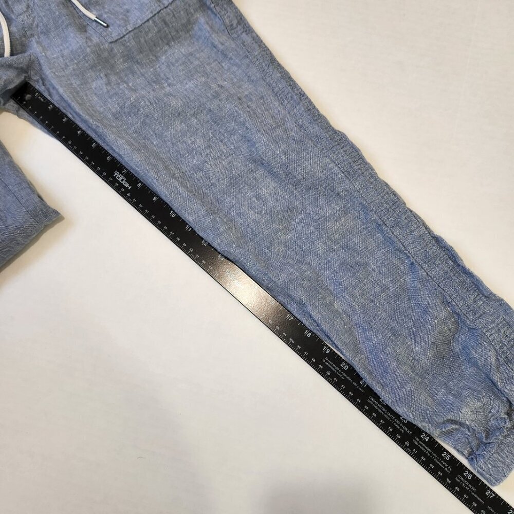 Athleta Cabo 100% Linen Jogger‎ Pants Womens 6 Blue Pull On Casual High Rise - Picture 6 of 10
